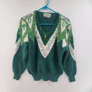 Christine Vintage Knit Sweater Metallic Detail Angora Blend  Women's Size S